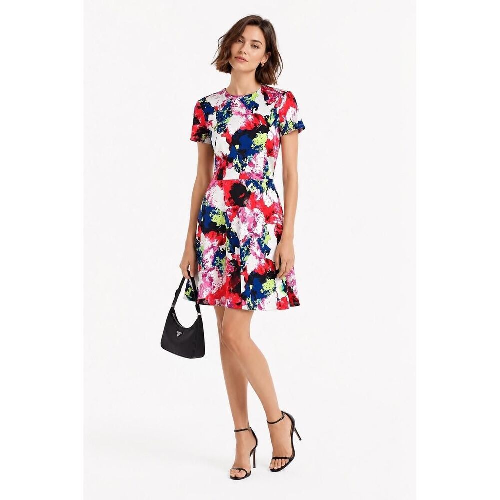 Milly Design Nation Rosabella Fit & Flare Scuba Dressin Floral Print Size 10